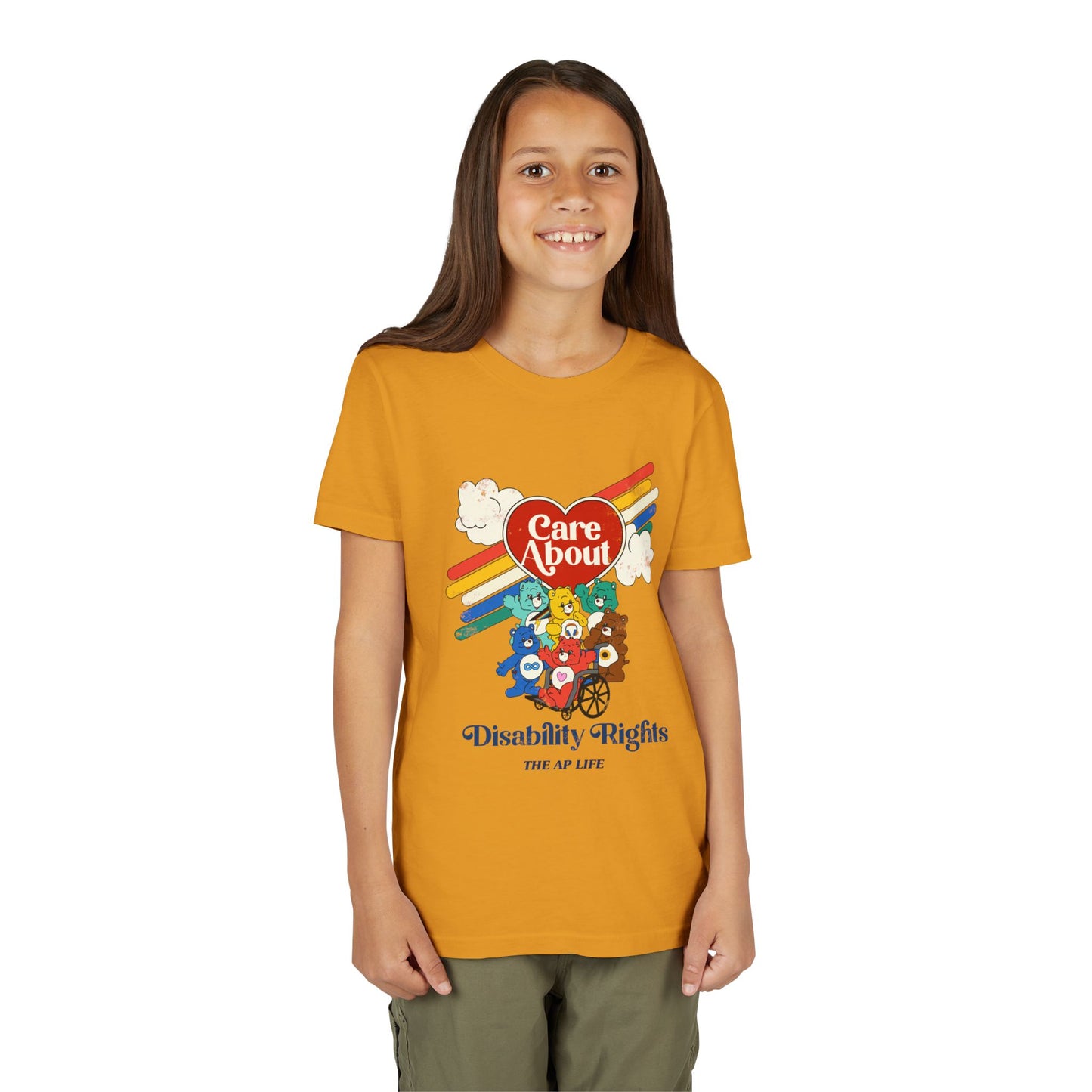Care About Disability Rights - Retro 80s Vibe - Youth Unisex Jersey Tee