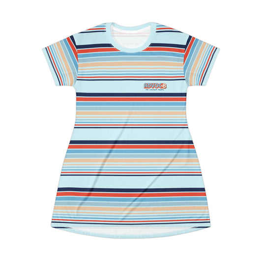 Advoc8 for Disability Rights- Women's Retro Striped Advocacy T-Shirt Dress
