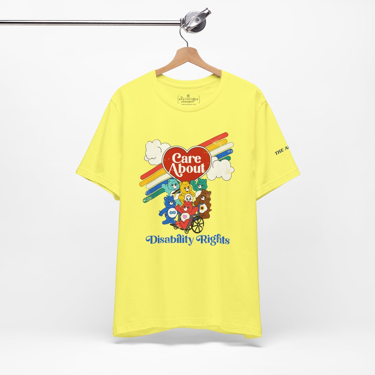 Care About Disability Rights - Retro 80s Vibe - Adult Unisex Jersey Tee (Ships Internationally)