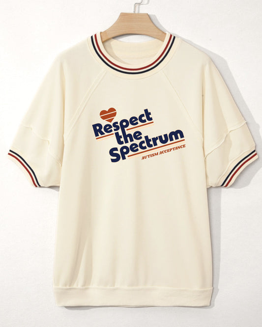 Respect The Spectrum - Autism Acceptance - Women's Oversized Varsity Short-Sleeved Sweatshirt