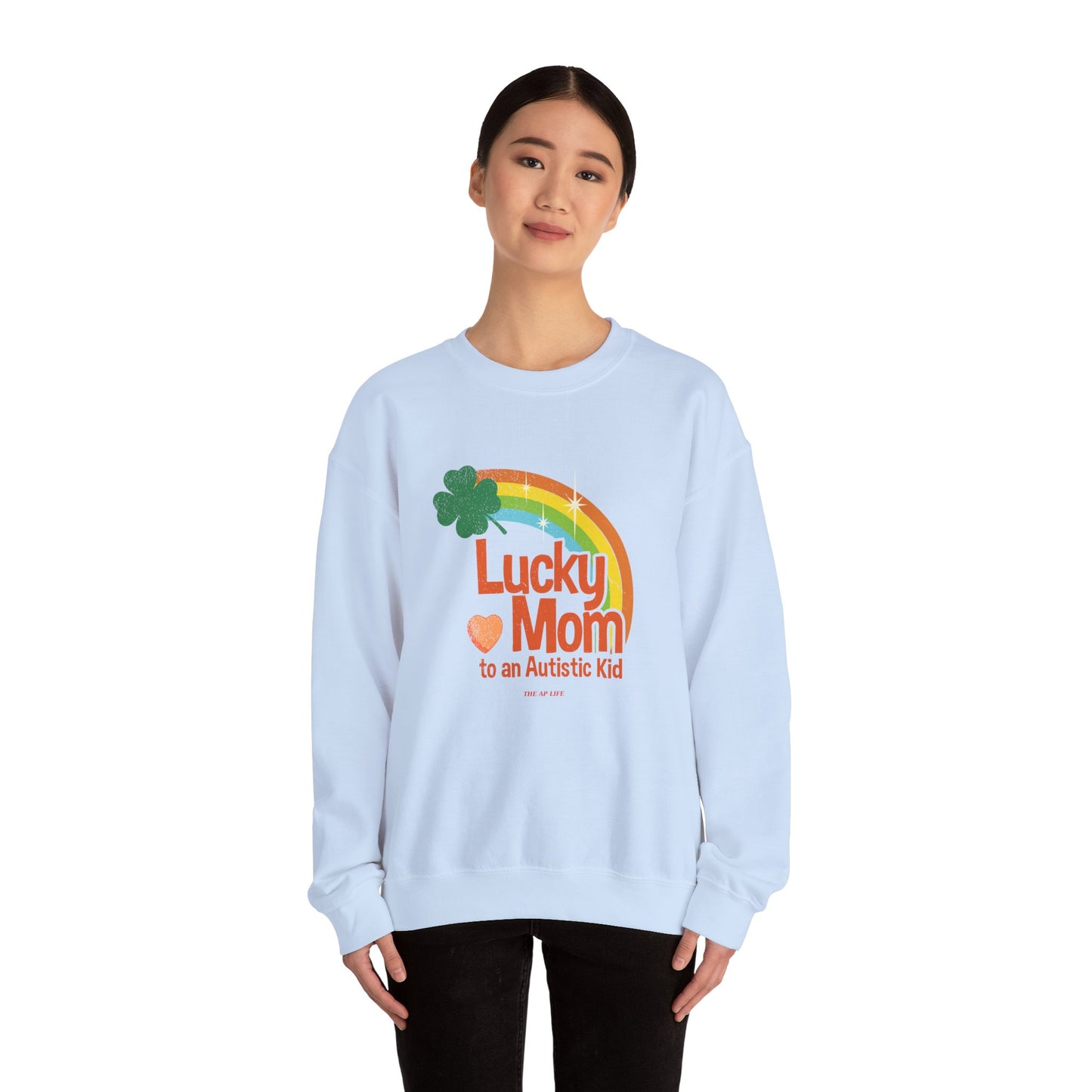 Lucky Mom to an Autistic Kid - Adult Unisex Heavy Blend™ Crewneck Sweatshirt