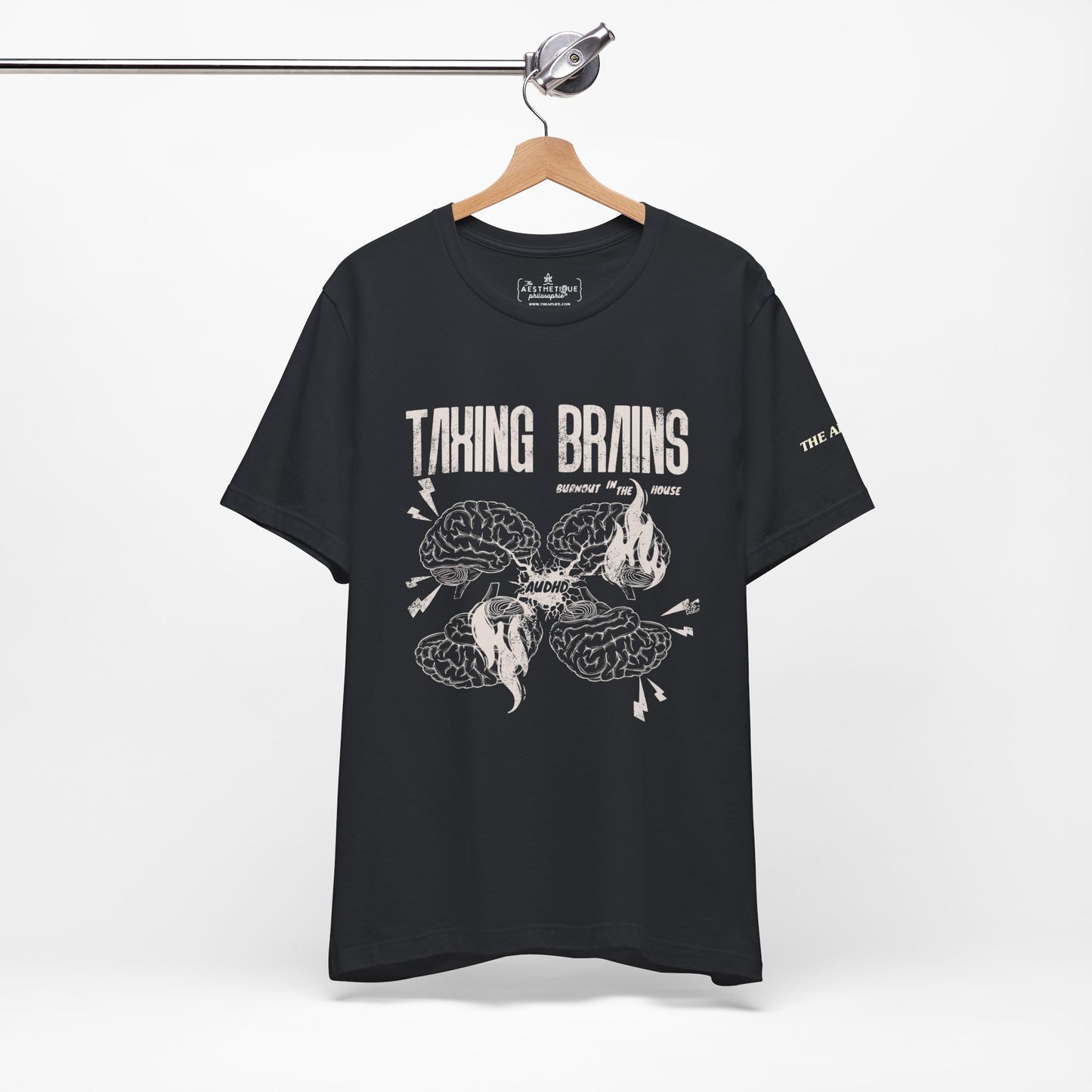 Taxing Brains - Burnout in the House - AuDHD - Adult Unisex Jersey Tee