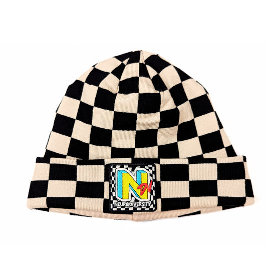 NDV Checkered Adult Unisex Beanie with Patch