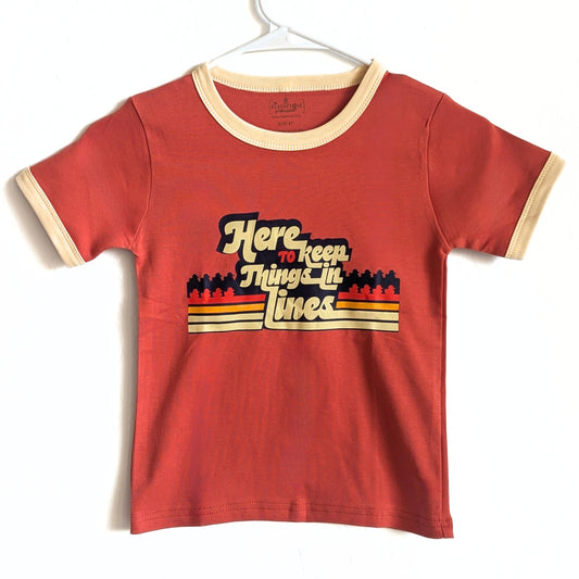 Here to Keep Things in Line Little Kids Ringer Tee