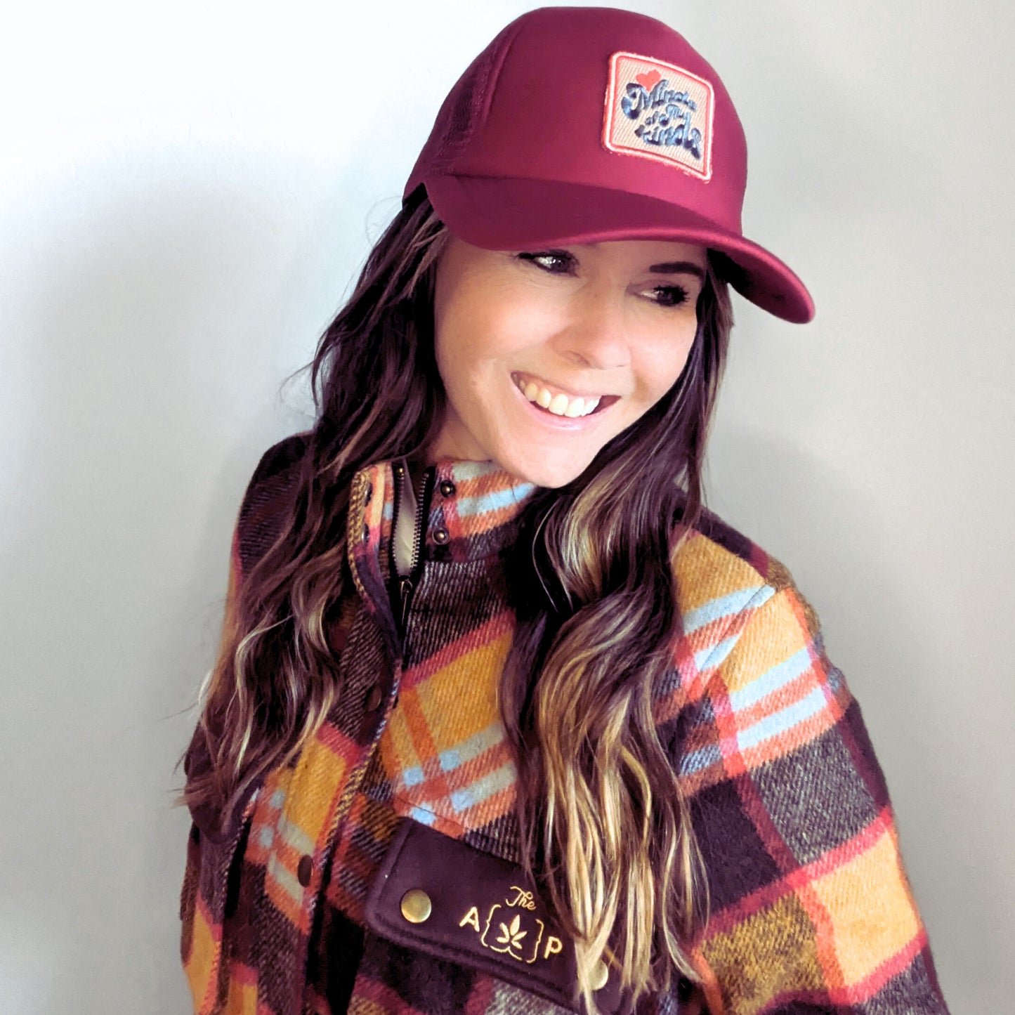 Love Minds of All Kinds Foam Burgandy Trucker Hat with Patch