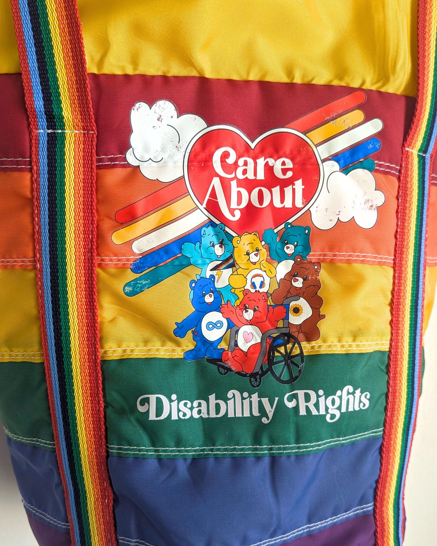 Care About Disability Rights - Vintage Insulated Rainbow Bag - Repurposed Rebels