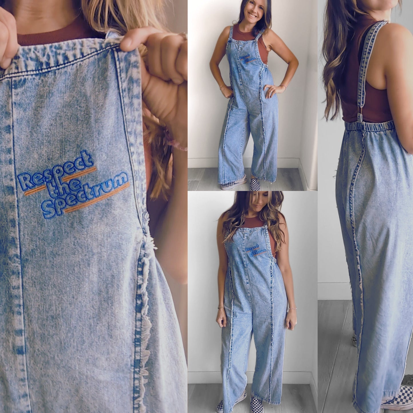 Women's Respect The Spectrum Acid Washed Jumpsuit/Romper/Overalls