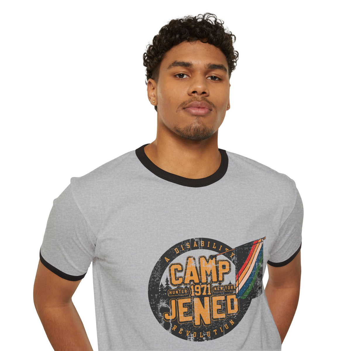 Camp Jened 1971 - A Disability Revolution - Adult Unisex Cotton Ringer T-Shirt