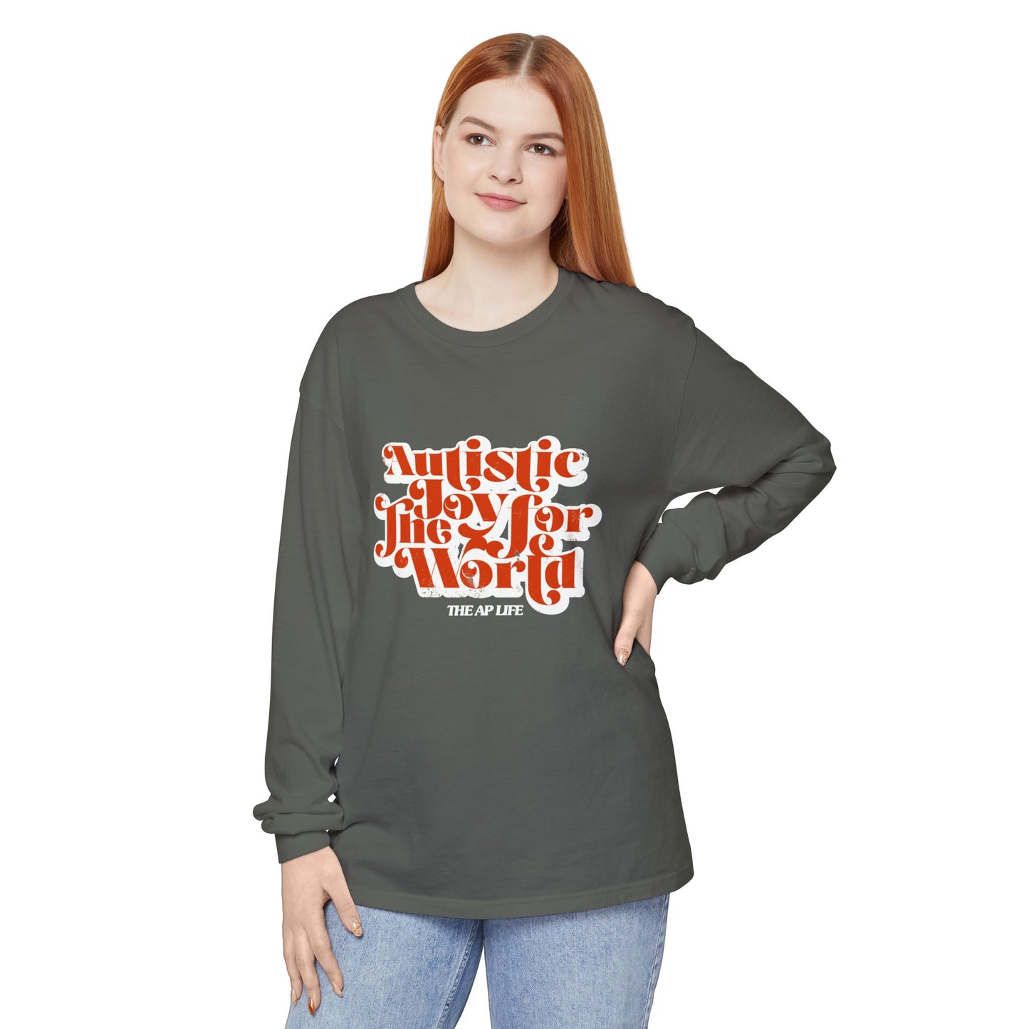 Autistic Joy for the World - Unisex Garment-dyed Long Sleeve T-Shirt