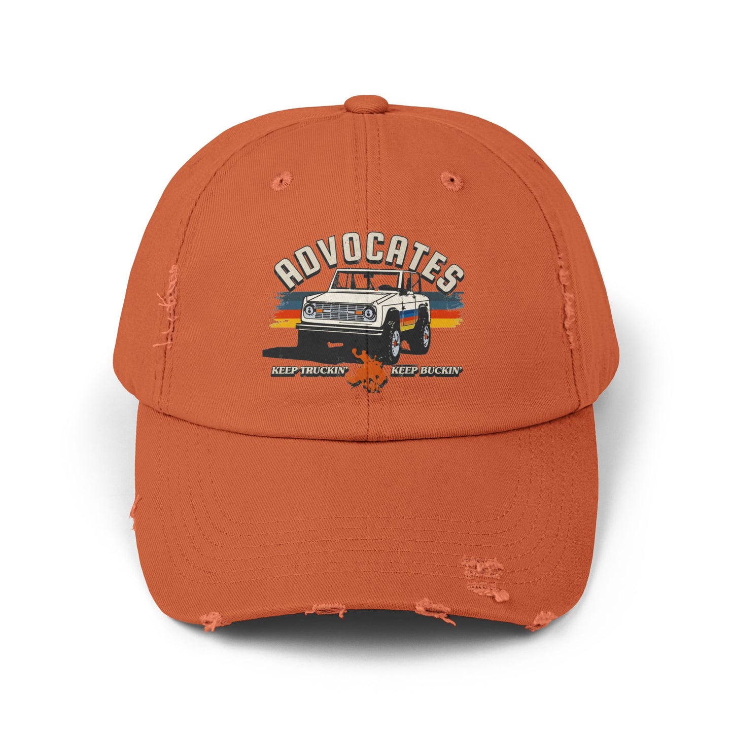 Advocates Keep Truckin', Keep Buckin' - Retro Bronco Truck - Unisex Distressed Cap