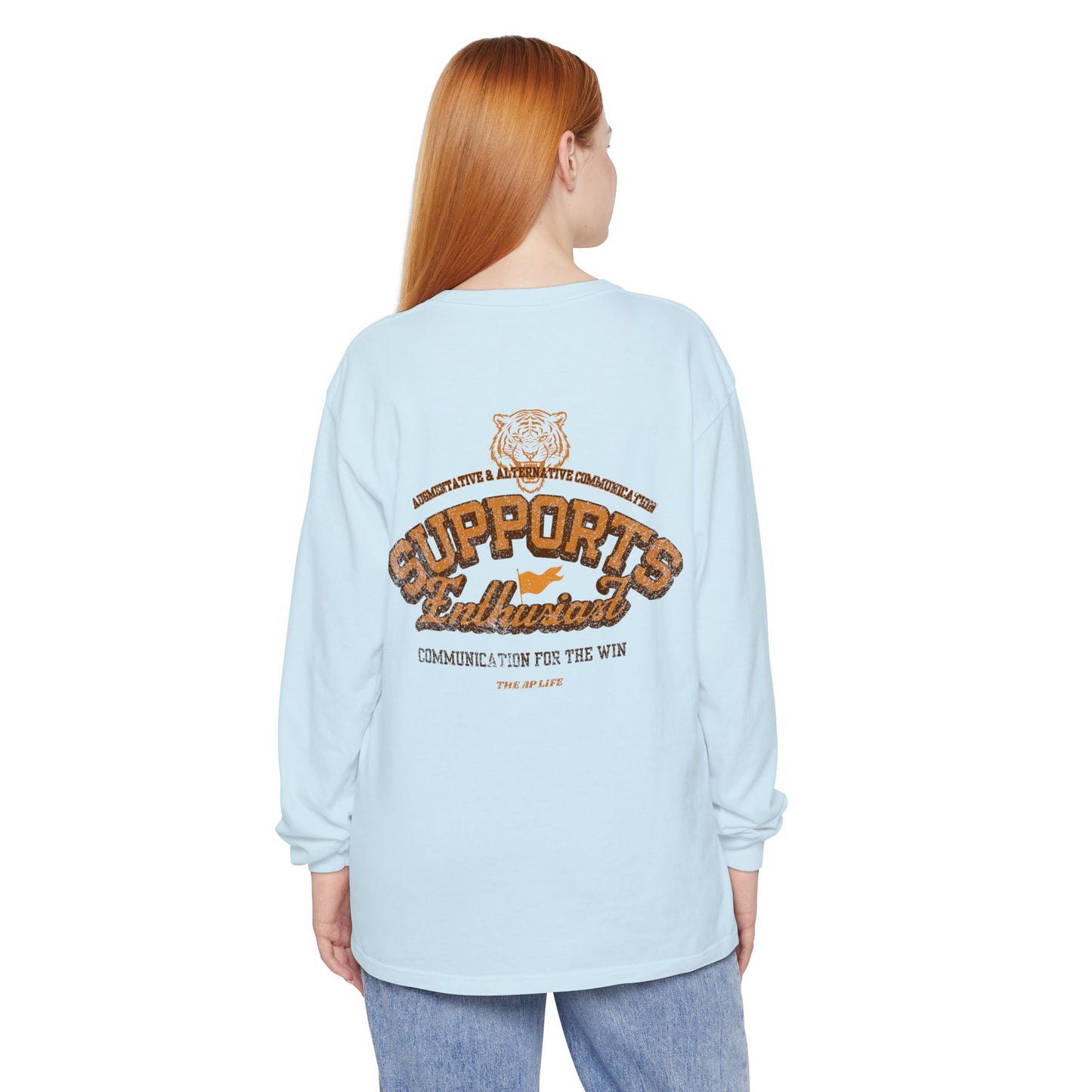 AAC Supports Team Enthusiast - Communication for the Win - Unisex Garment-dyed Long Sleeve T-Shirt