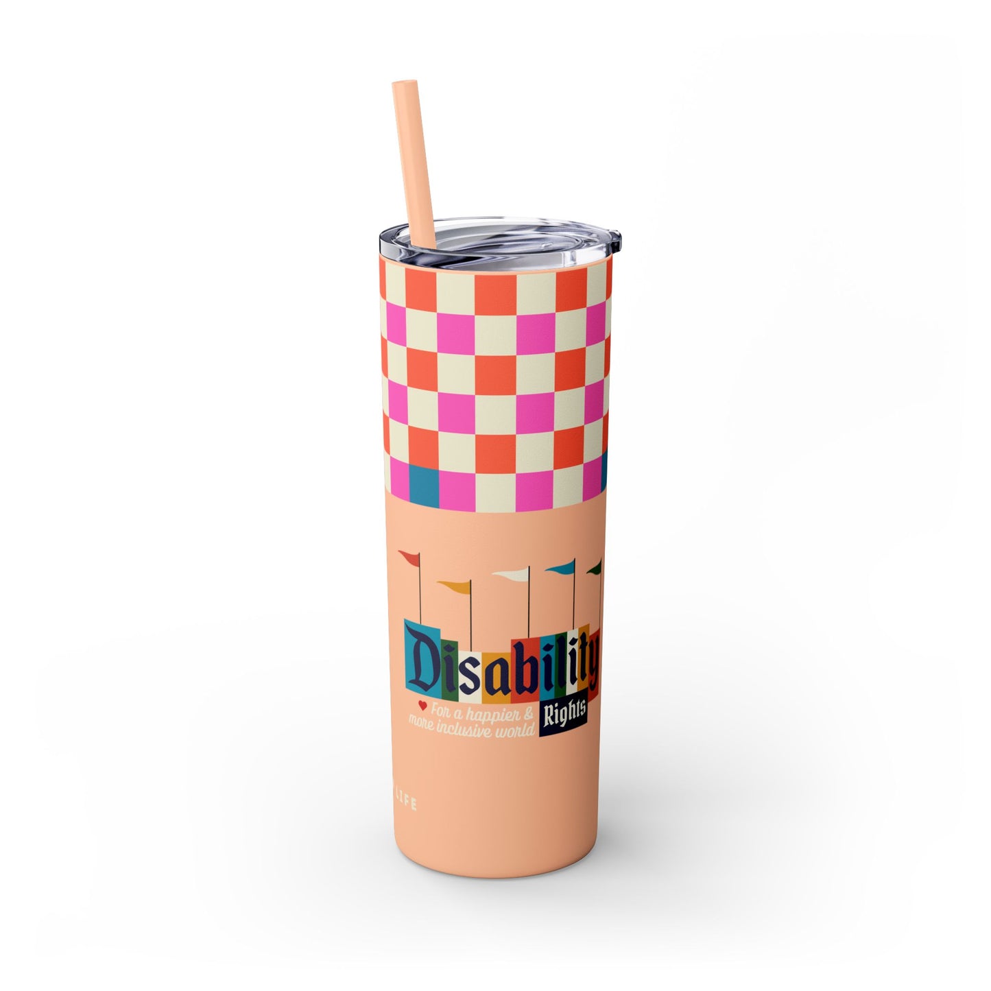 Disability Rights for a Happier & More Inclusive World - 20oz insulated tumbler with straw
