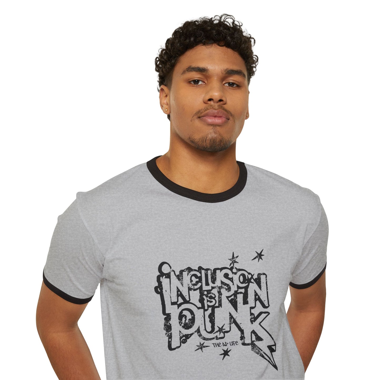 Inclusion is Punk - Adult Unisex Cotton Ringer T-Shirt