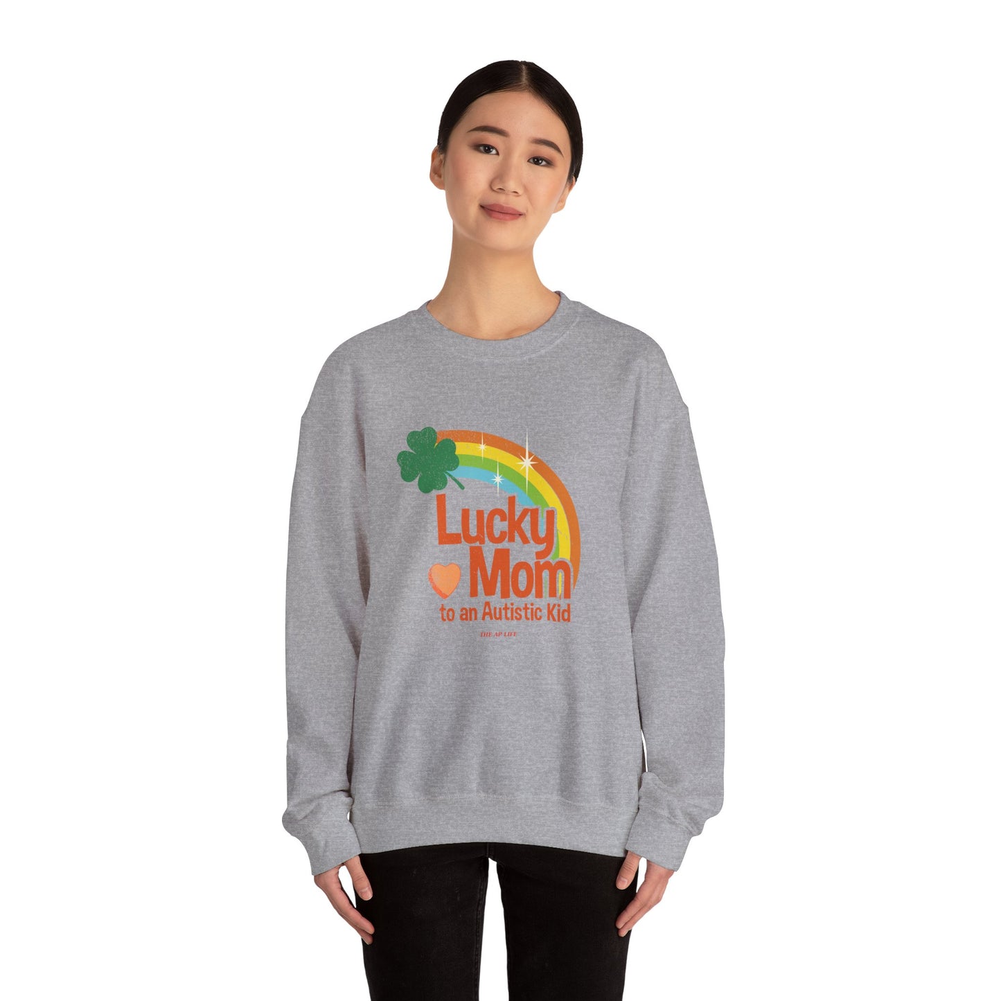Lucky Mom to an Autistic Kid - Adult Unisex Heavy Blend™ Crewneck Sweatshirt