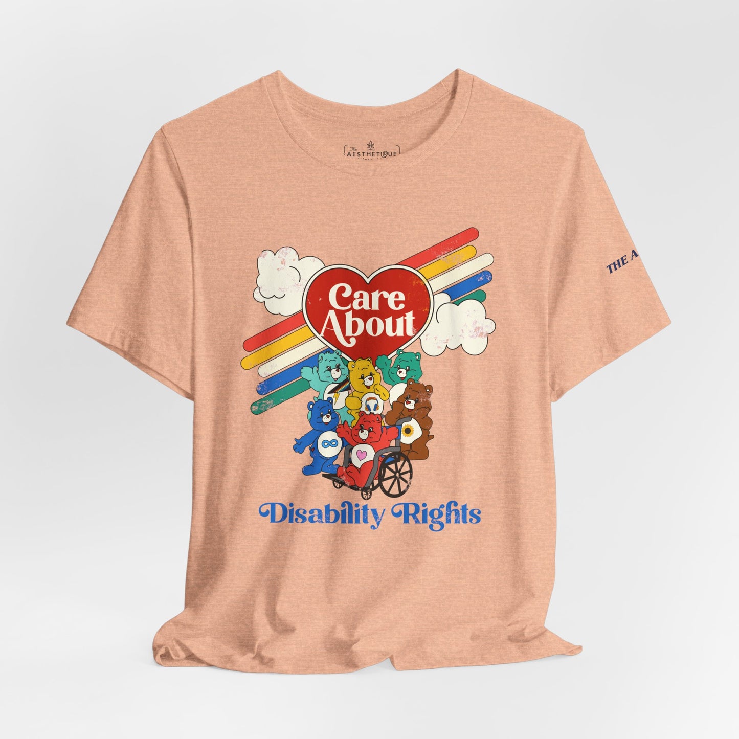 Care About Disability Rights - Retro 80s Vibe - Adult Unisex Jersey Tee (Ships Internationally)