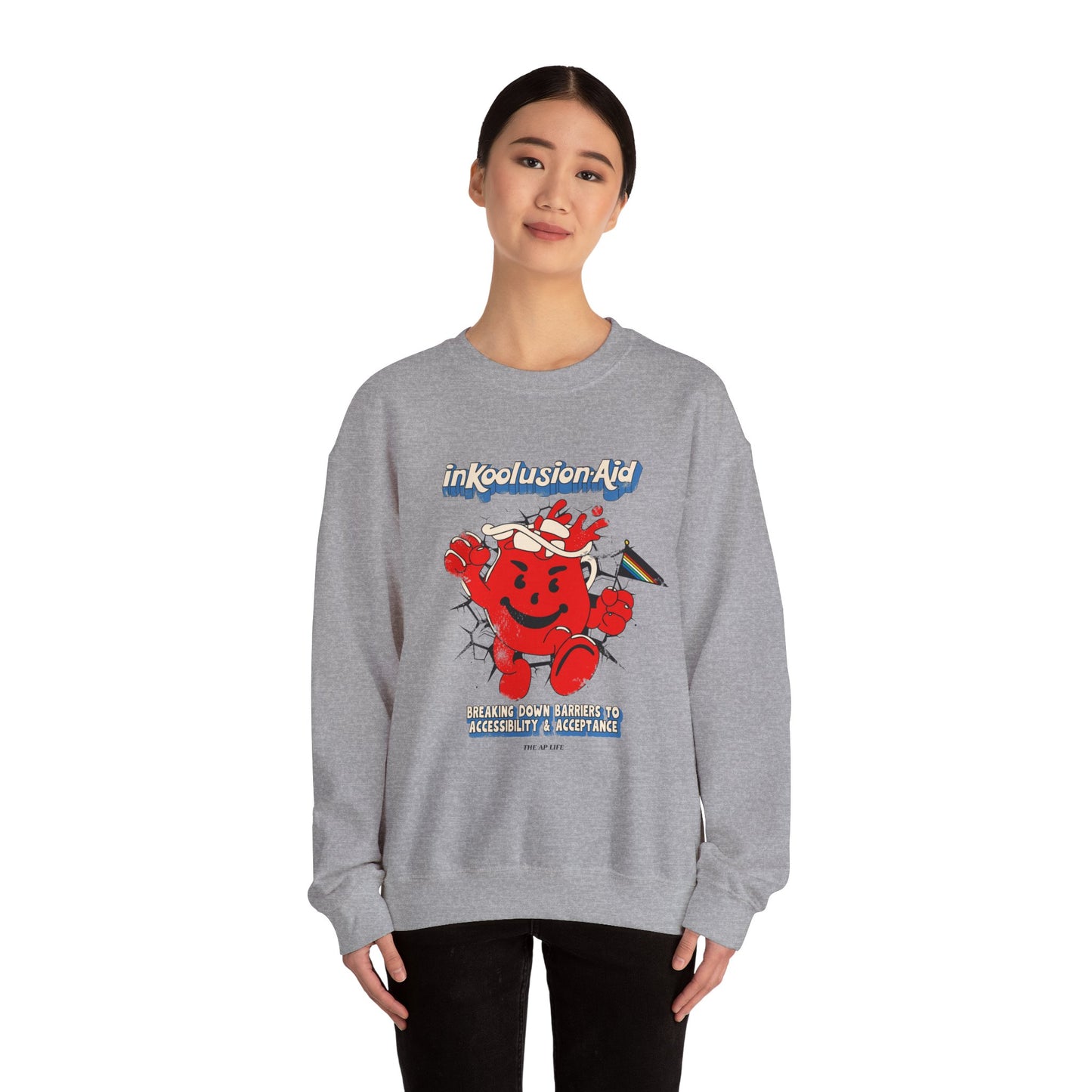 InKoolusion Aid - Breaking Down Barriers to Accessibility & Acceptance - Adult Unisex Heavy Blend™ Crewneck Sweatshirt