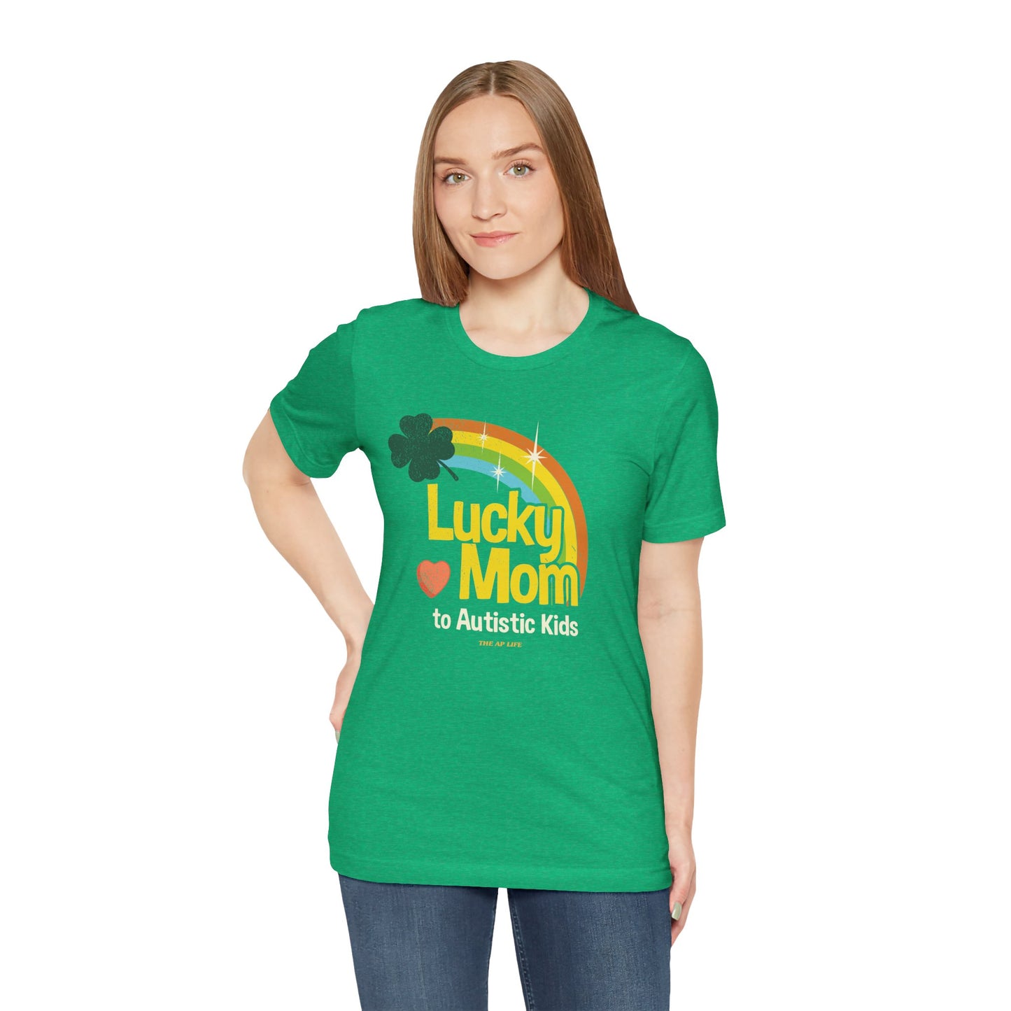 Lucky Mom to Autistic Kids - Adult Unisex Jersey Short Sleeve Tee