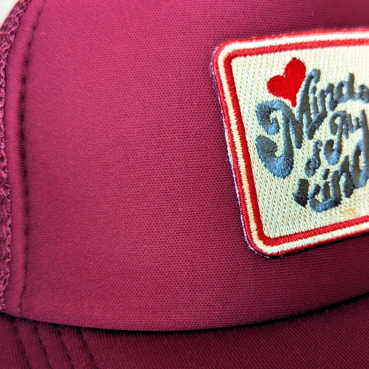 Love Minds of All Kinds Foam Burgandy Trucker Hat with Patch