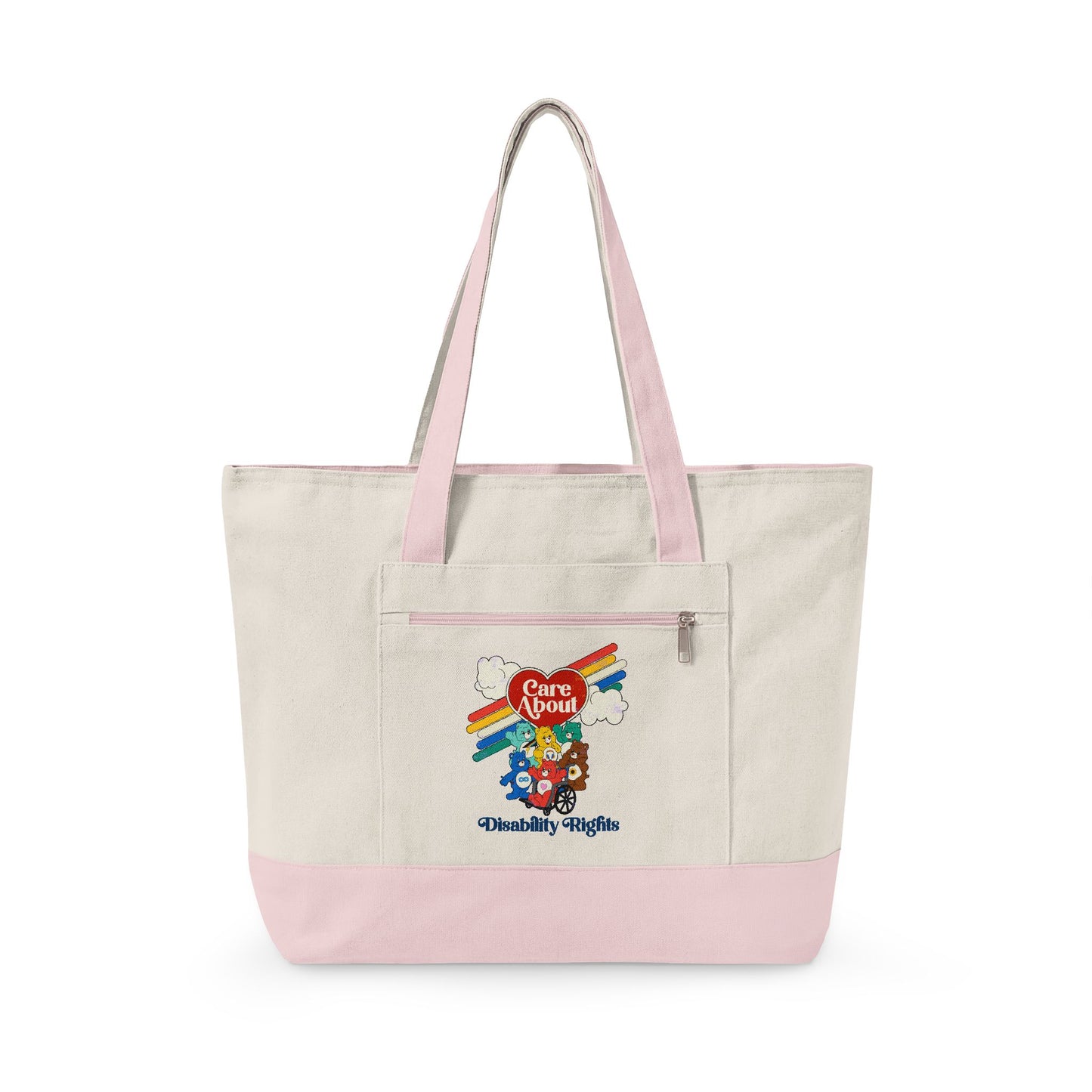 Care About Disability Rights - Zippered Canvas Tote Bag