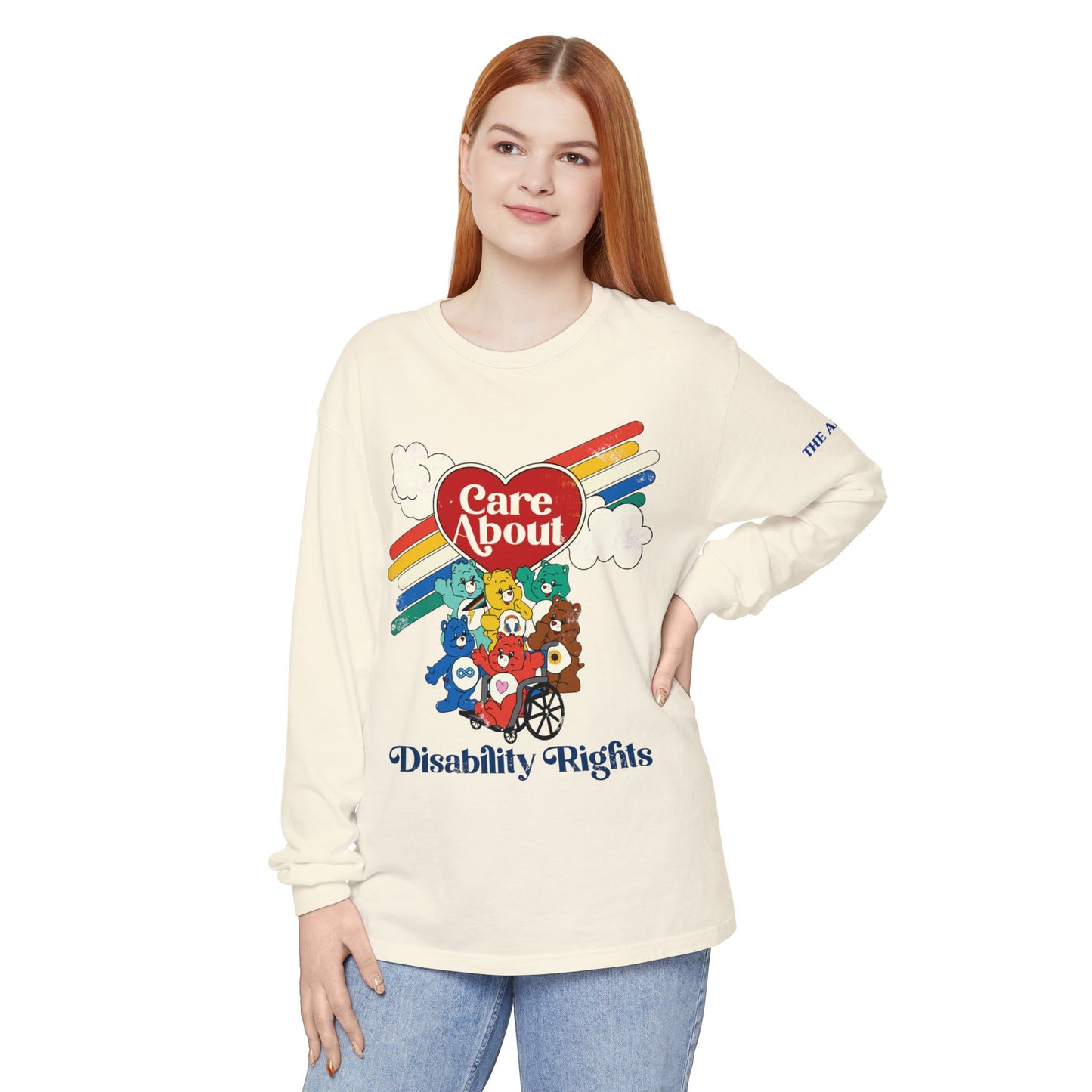 Care About Disability Rights - Retro 80s Vibe - Adult Unisex Garment-dyed Long Sleeve T-Shirt