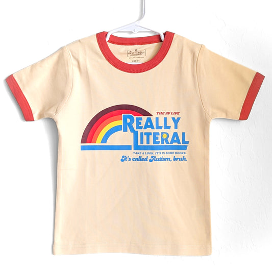 Really Literal - Take a Look, it's in Some Books - It's Called Autism, Bruh - Little Kids' Unisex Ringer Tee
