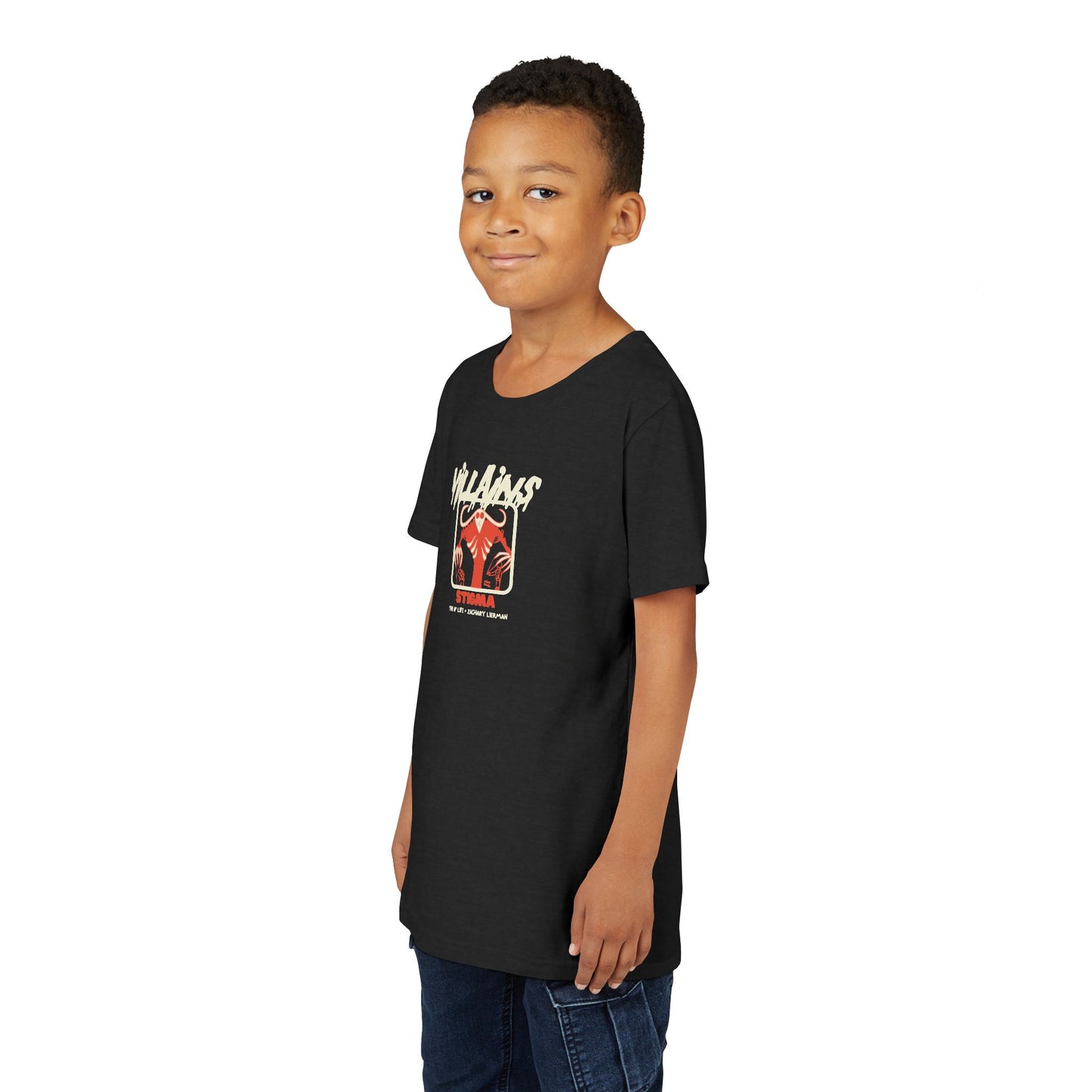 Villains of The Autistic Community Series - Stigma - Zachary Lierman - Youth Unisex Jersey Tee