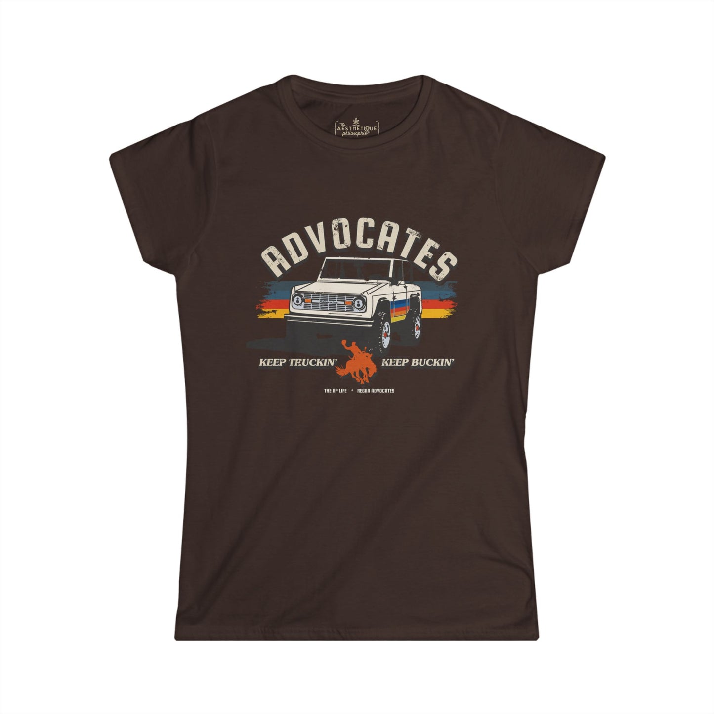 Advocates Keep Truckin', Keep Buckin' - Retro Bronco Truck - Women's Slightly Fitted Tee