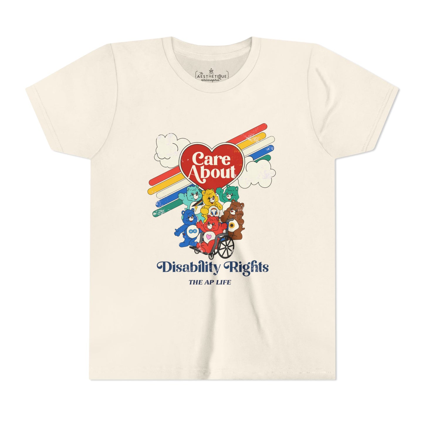 Care About Disability Rights - Retro 80s Vibe - Youth Unisex Jersey Tee