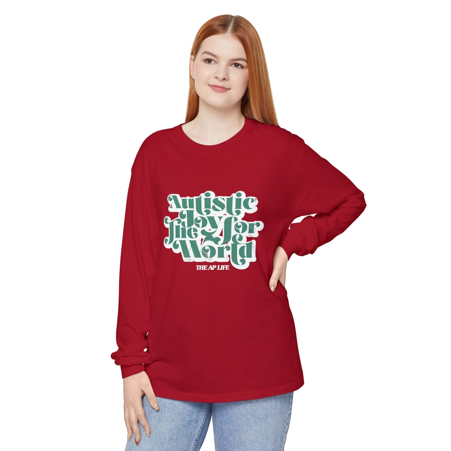 Autistic Joy for the World - Unisex Garment-dyed Long Sleeve T-Shirt