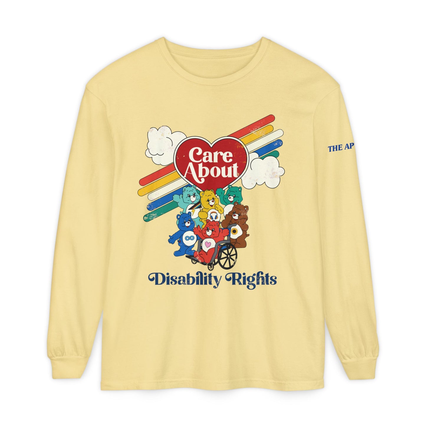 Care About Disability Rights - Retro 80s Vibe - Adult Unisex Garment-dyed Long Sleeve T-Shirt