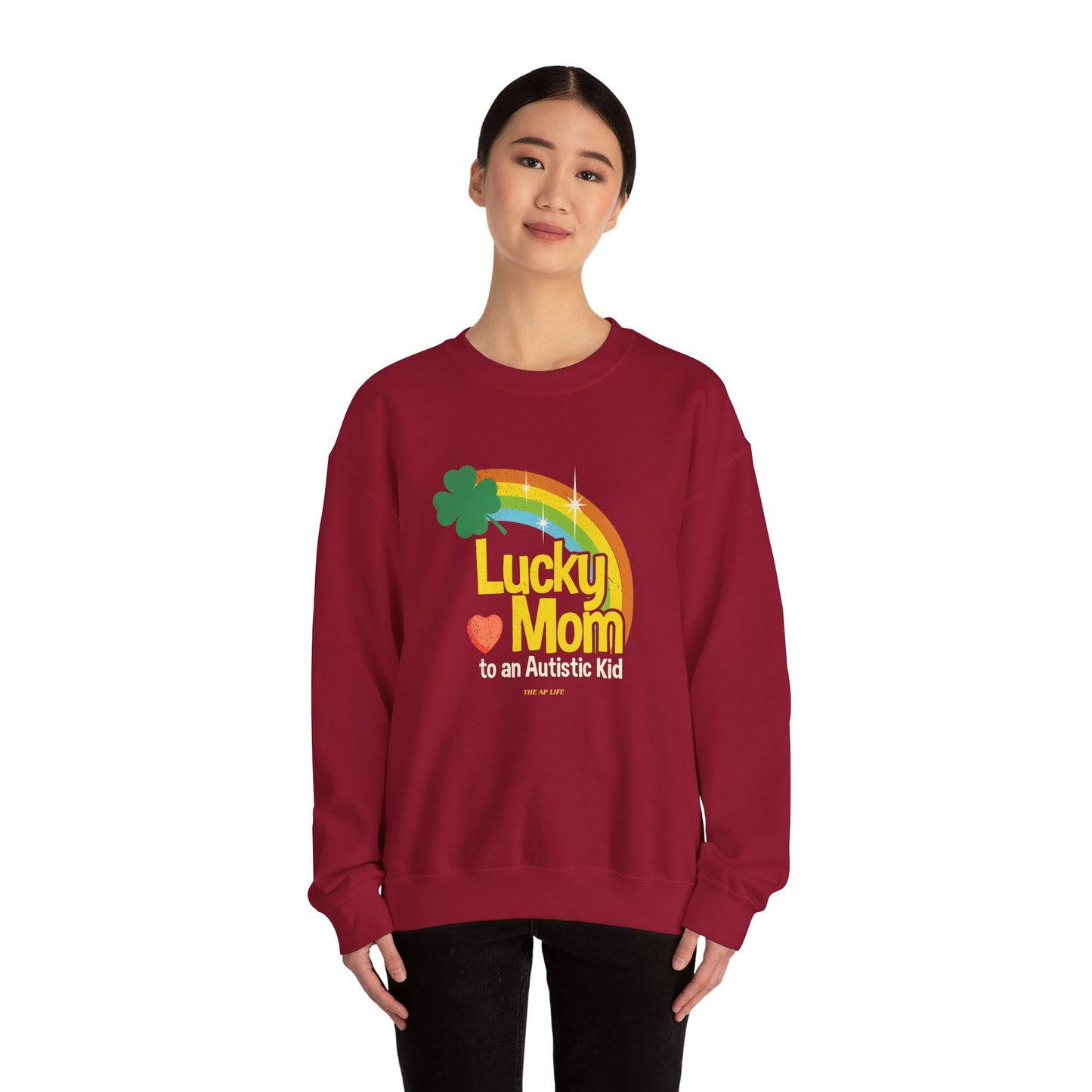 Lucky Mom to an Autistic Kid - Adult Unisex Heavy Blend™ Crewneck Sweatshirt