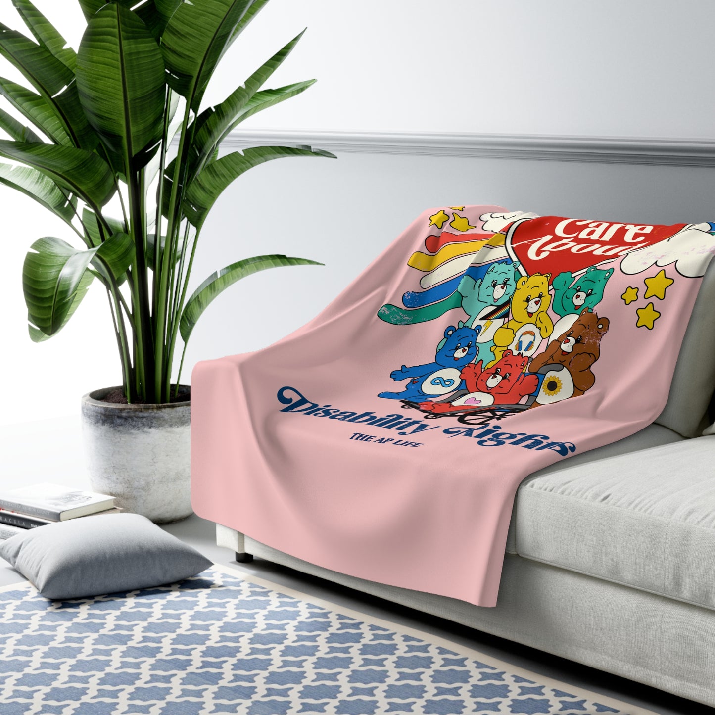Care About Disability Rights - Retro 80s Vibe - Sherpa Fleece Blanket
