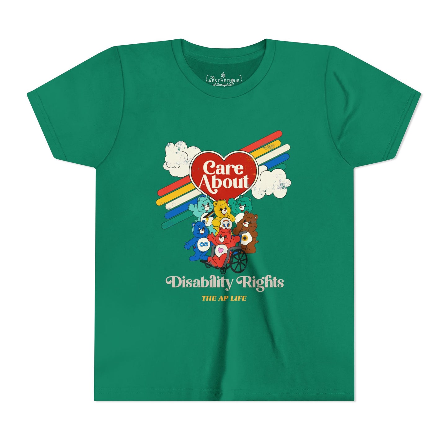 Care About Disability Rights - Retro 80s Vibe - Youth Unisex Jersey Tee