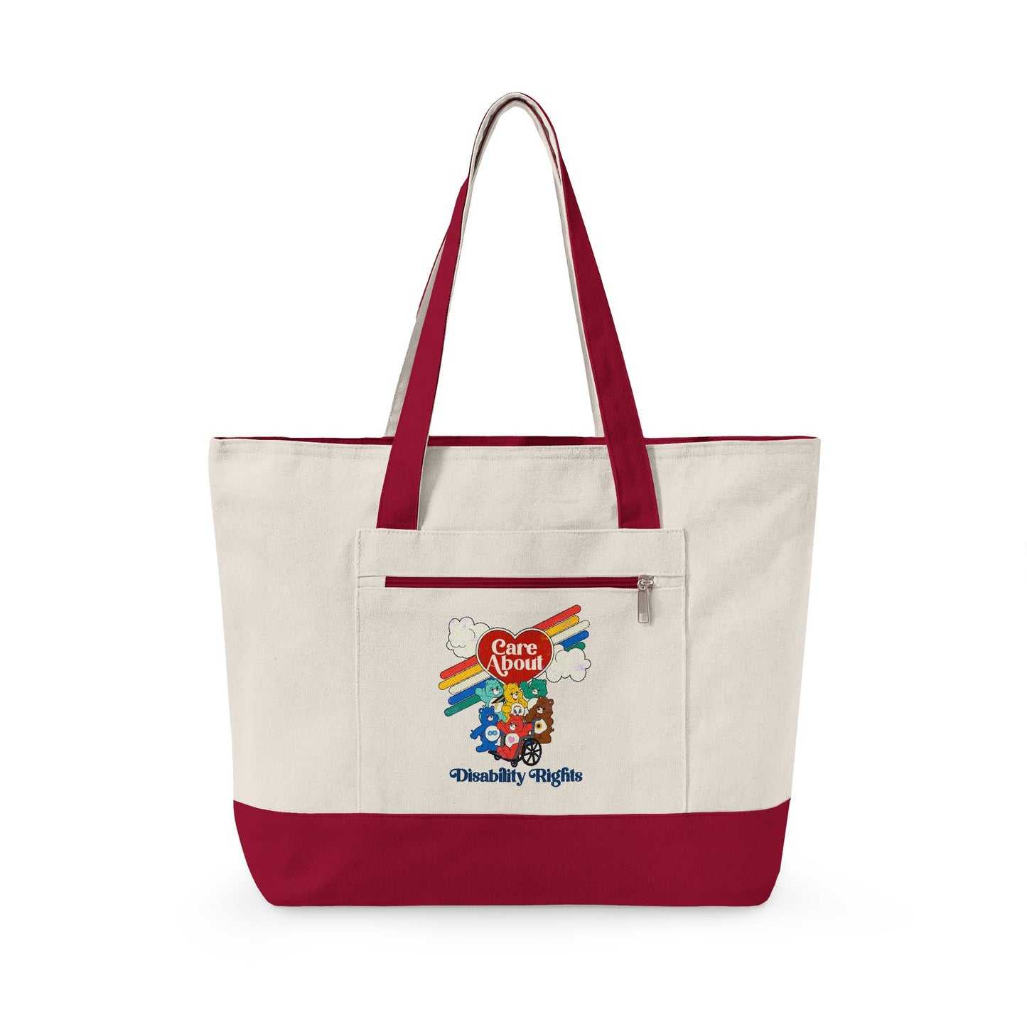 Care About Disability Rights - Zippered Canvas Tote Bag