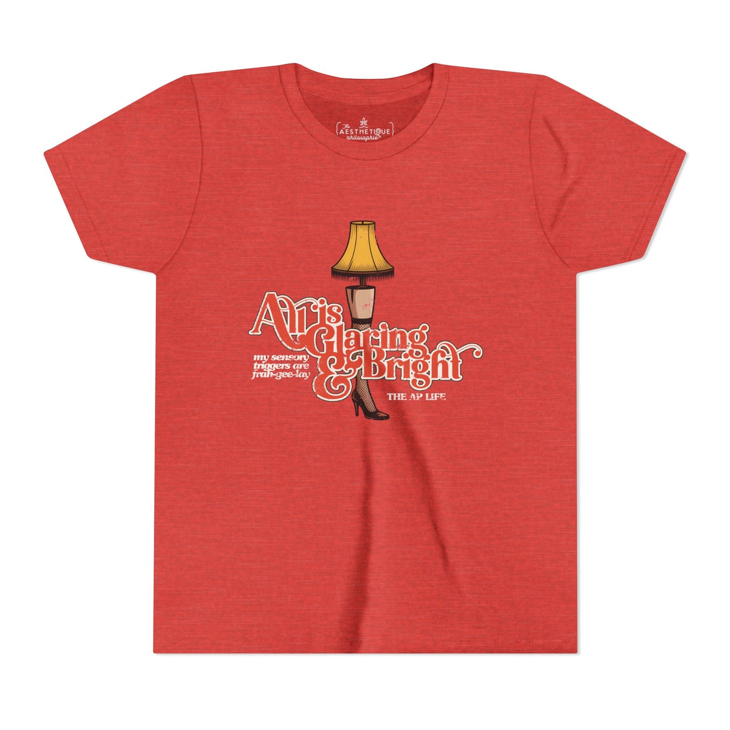 All is Glaring & Bright - Leg Lamp - Sensory Triggers - Youth Short Sleeve Tee