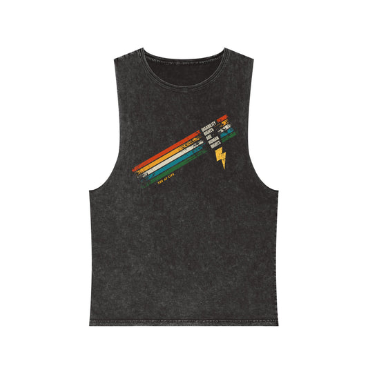 Disability Rights are Human Rights Retro Stripe - Unisex Adult Stonewashed Tank