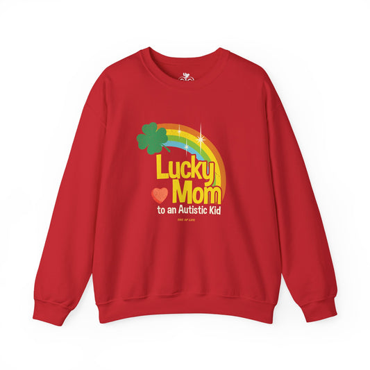 Lucky Mom to an Autistic Kid - Adult Unisex Heavy Blend™ Crewneck Sweatshirt