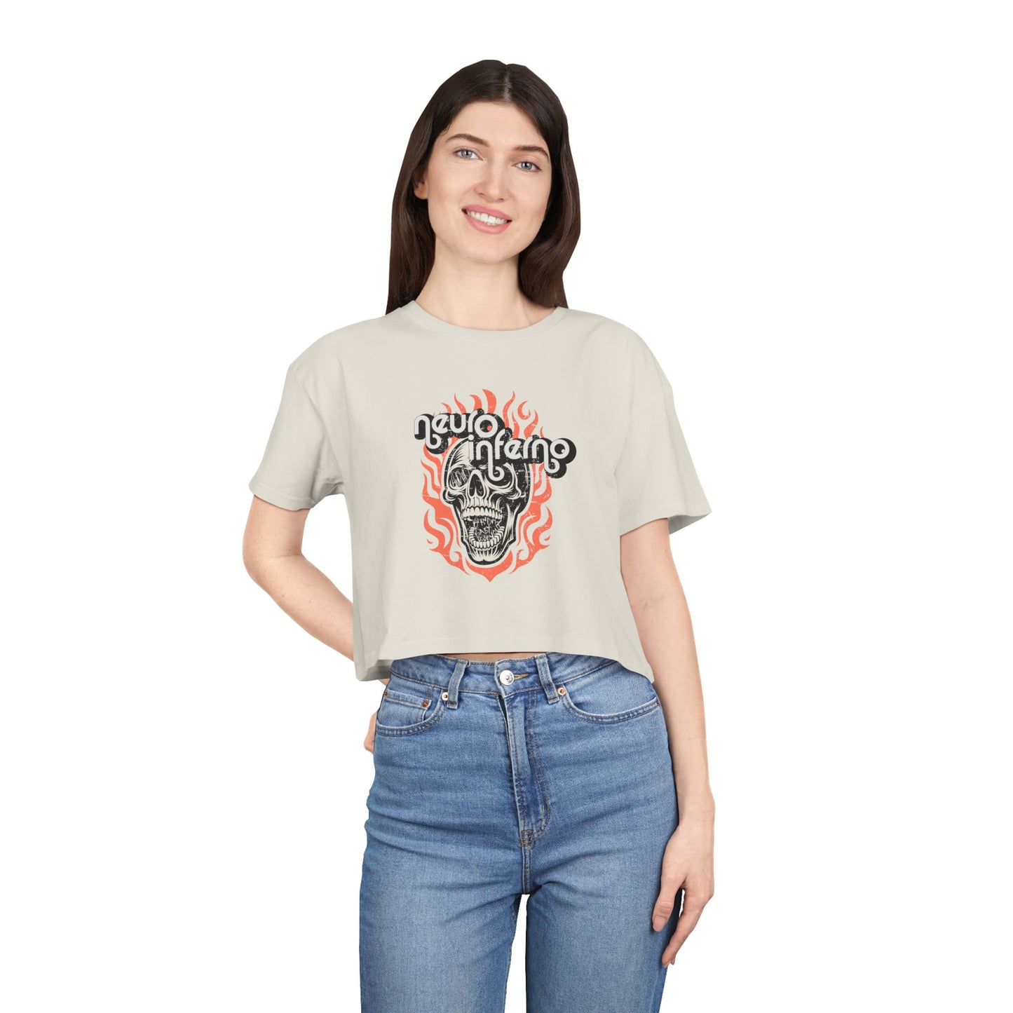 Neuro-Inferno - AuDHD Burnout Baby, Burnout - Patrick Casale Collab - Women's Crop Top Tee
