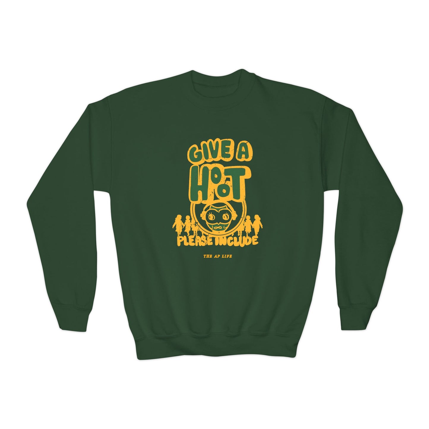 Give A Hoot - Just Include - Retro PSA Style - Youth Unisex Crewneck Sweatshirt