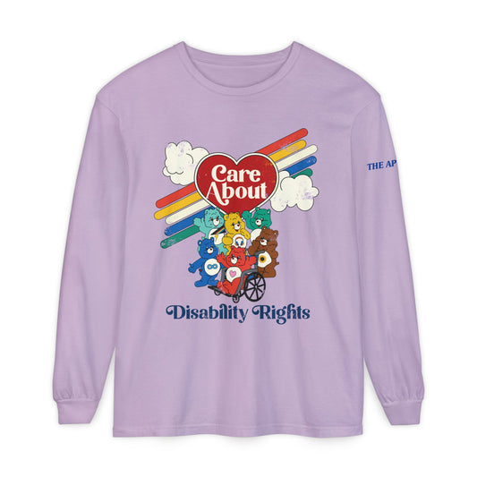 Care About Disability Rights - Retro 80s Vibe - Adult Unisex Garment-dyed Long Sleeve T-Shirt