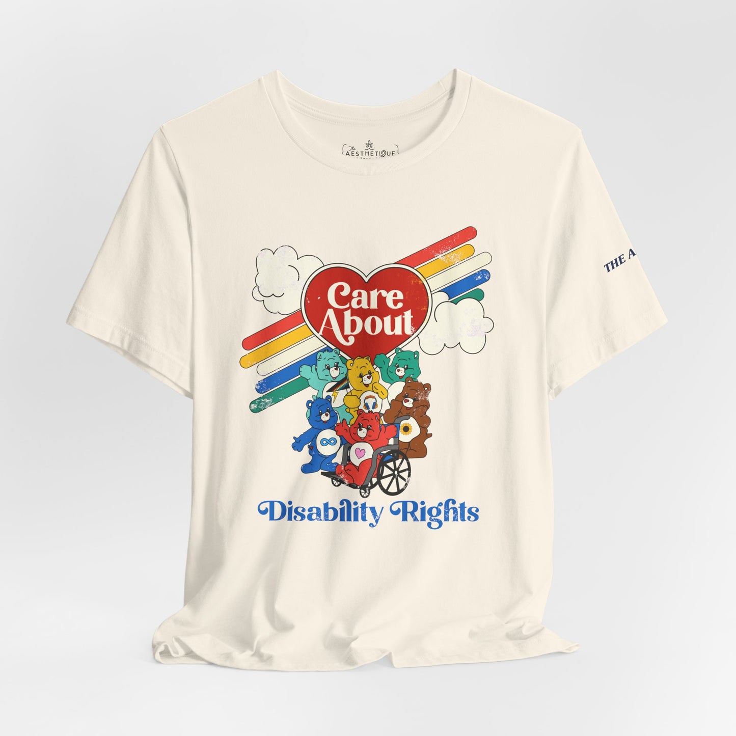 Care About Disability Rights - Retro 80s Vibe - Adult Unisex Jersey Tee (Ships Internationally)