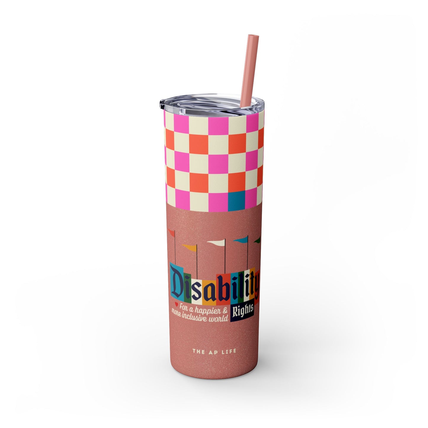 Disability Rights for a Happier & More Inclusive World - 20oz insulated tumbler with straw