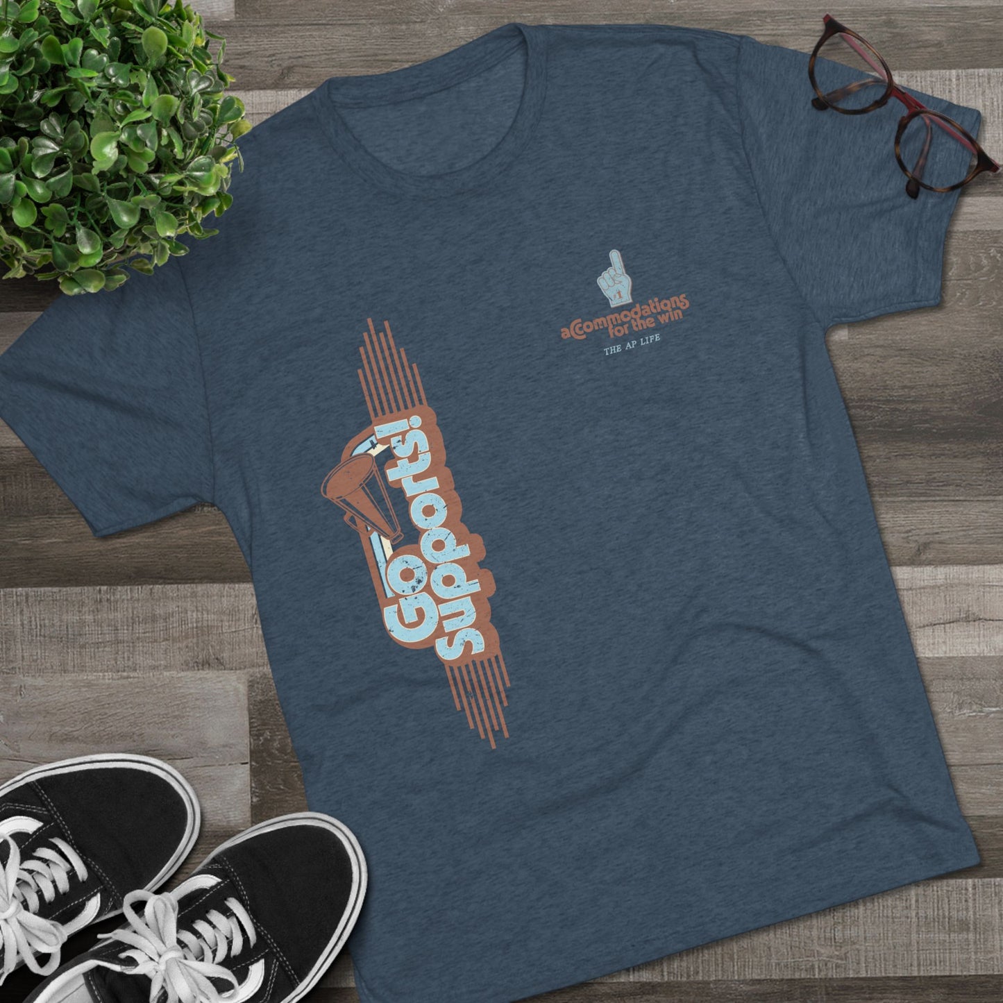 Go Supports! Accommodations for the Win - Support Needs Advocate Adult Unisex Triblend Tee