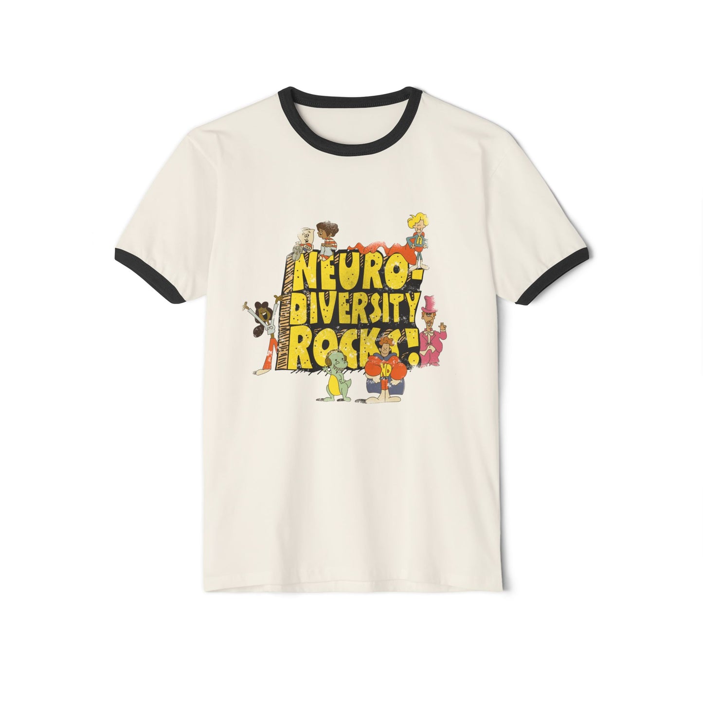 Neurodiversity Rocks - School House - Adult Unisex Cotton Ringer T-Shirt