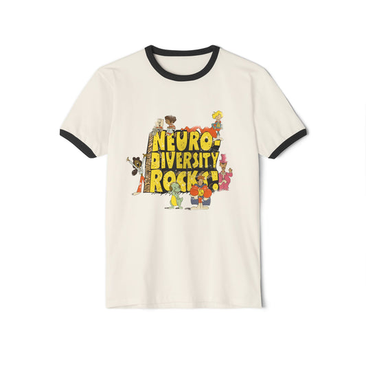 Neurodiversity Rocks - School House - Adult Unisex Cotton Ringer T-Shirt