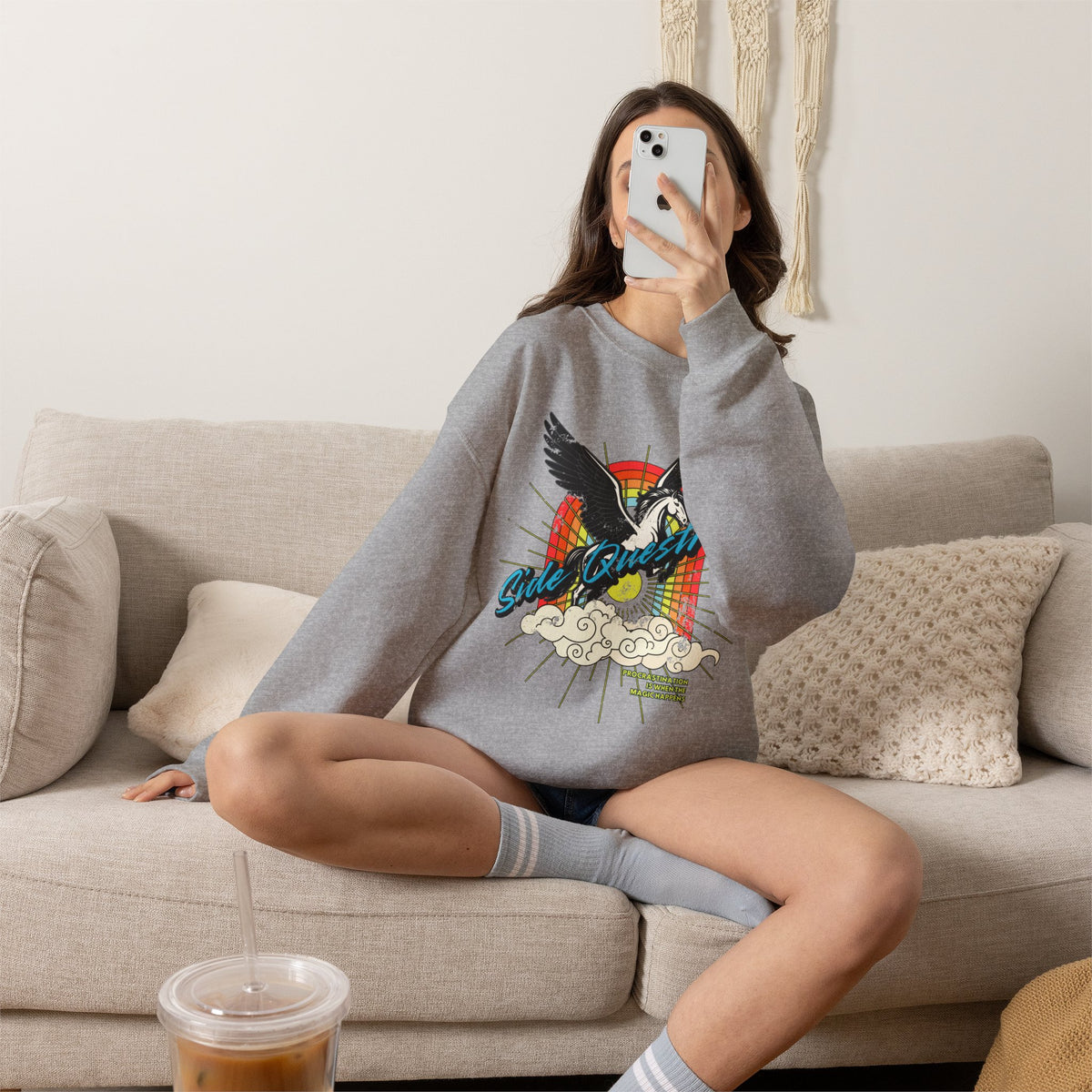 Side Questrian - Procrastination is When the Magic Happens - Adult Unisex Heavy Blend™ Crewneck Sweatshirt
