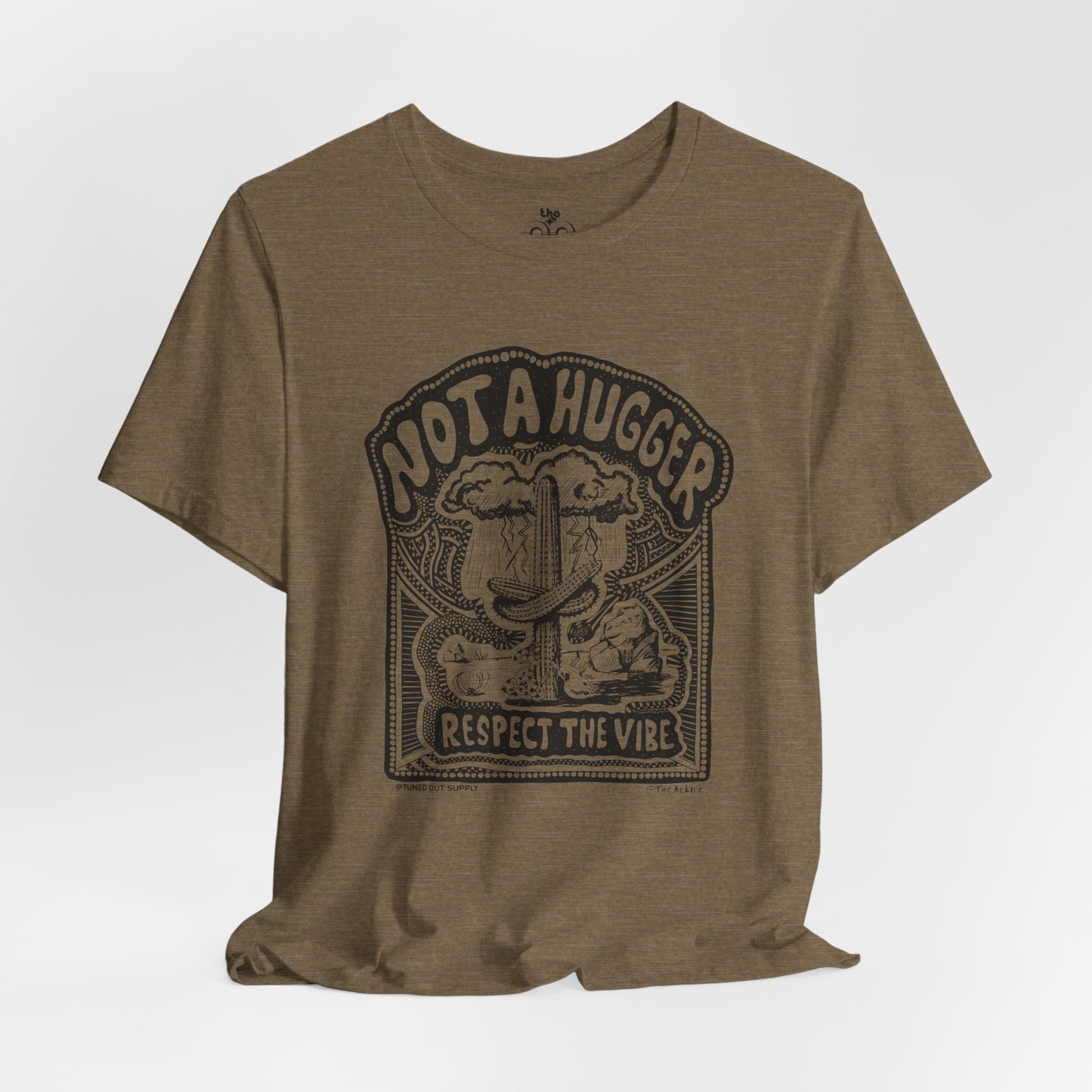 Not A Hugger - Adult Unisex Jersey Short Sleeve Tee - Tuned Out Supply + The AP Life Collab