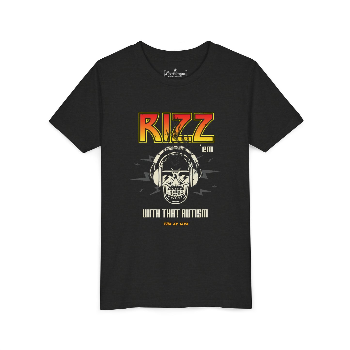 Rizz 'Em With That Autism Rocker Style Tee - Youth Unisex Tee