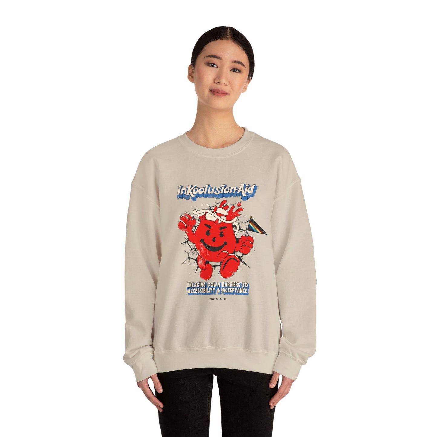 InKoolusion Aid - Breaking Down Barriers to Accessibility & Acceptance - Adult Unisex Heavy Blend™ Crewneck Sweatshirt