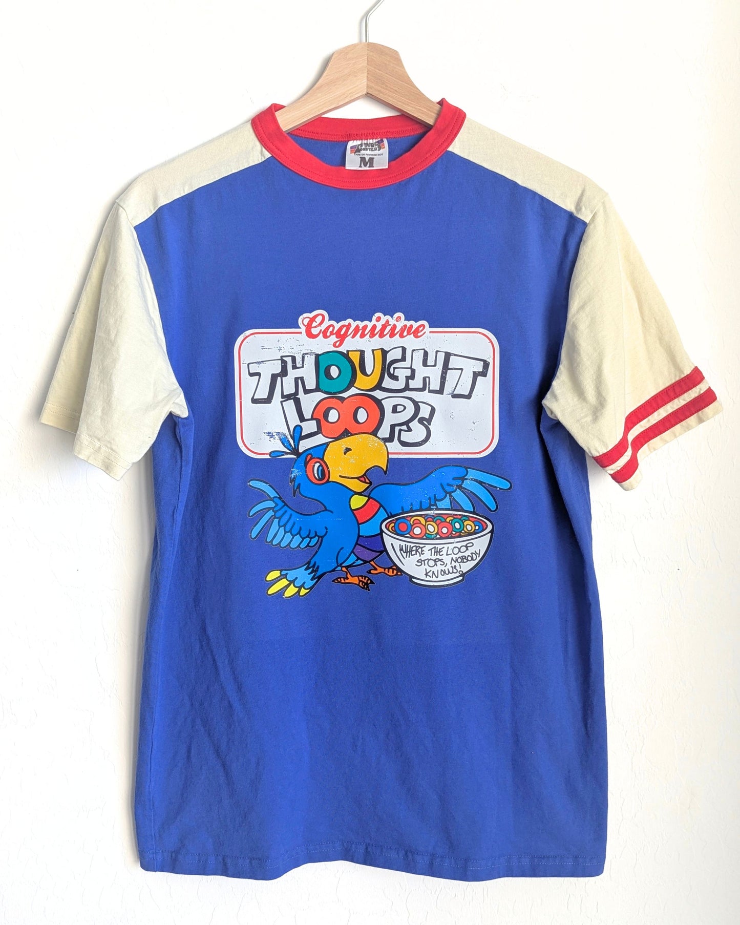 Cognitive Thought Loops - Where the Loop Stops, Nobody Knows - Adult Unisex VTG Ringer/Colorblock Tee (M) - Repurposed Rebels